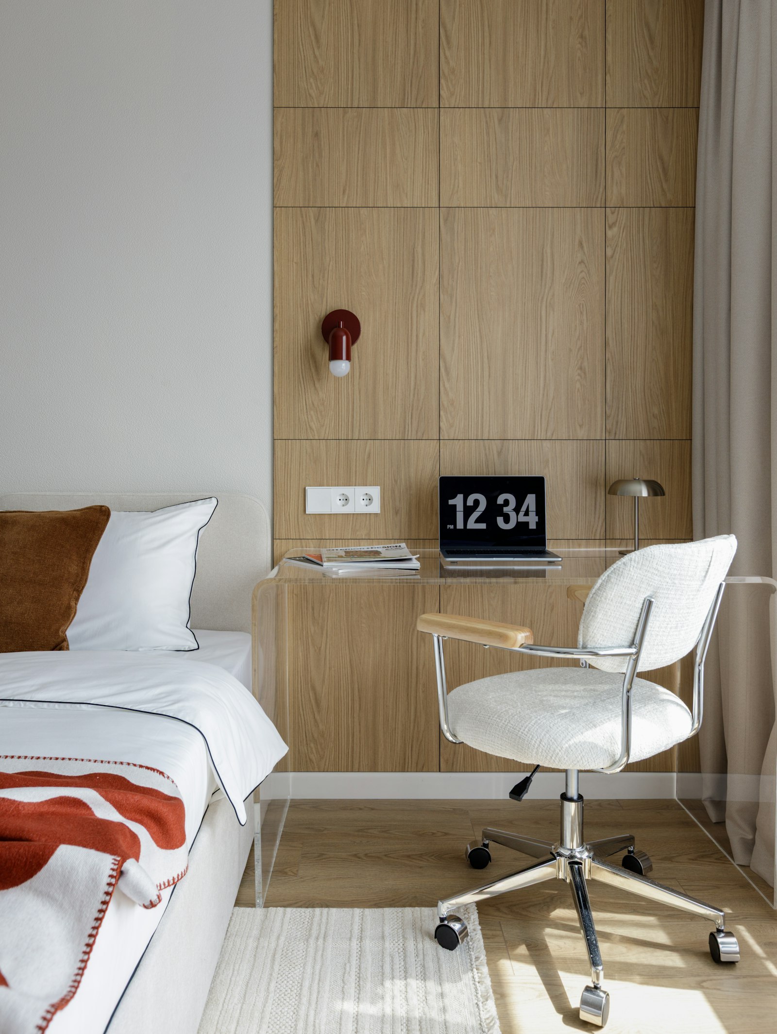 Compact desk in a small apartment corner
